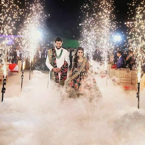 Dramatic fog entry setup for special occasions at Rukramsera private theatre in Vijayawada

